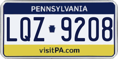 PA license plate LQZ9208