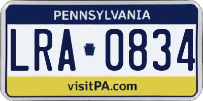 PA license plate LRA0834