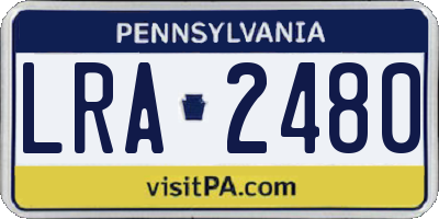 PA license plate LRA2480