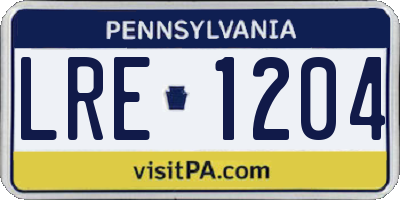 PA license plate LRE1204