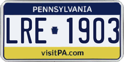 PA license plate LRE1903