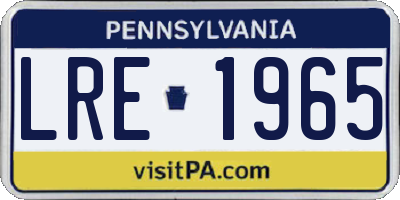 PA license plate LRE1965