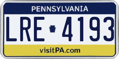 PA license plate LRE4193