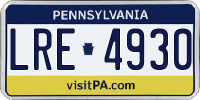 PA license plate LRE4930
