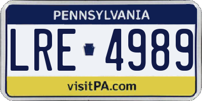PA license plate LRE4989