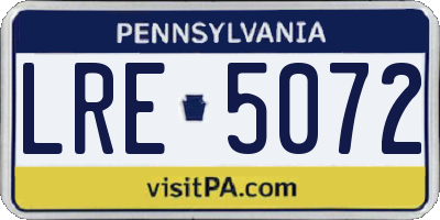 PA license plate LRE5072