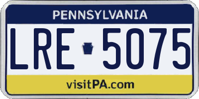 PA license plate LRE5075