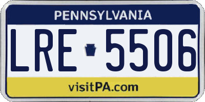 PA license plate LRE5506