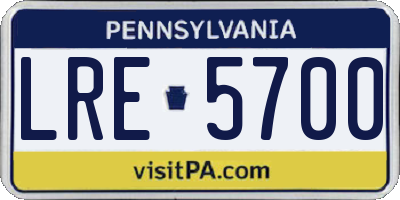 PA license plate LRE5700