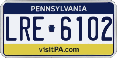 PA license plate LRE6102