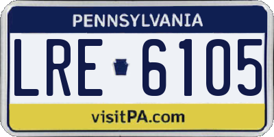 PA license plate LRE6105
