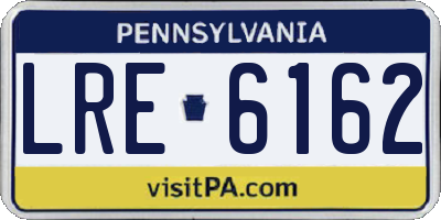 PA license plate LRE6162