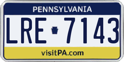 PA license plate LRE7143