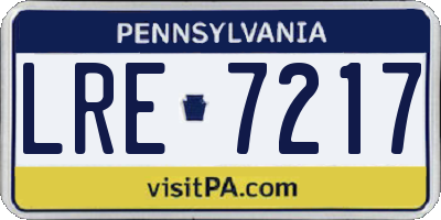 PA license plate LRE7217