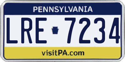 PA license plate LRE7234