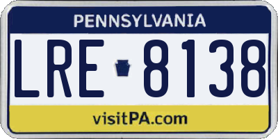 PA license plate LRE8138
