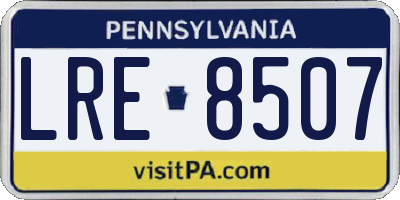 PA license plate LRE8507