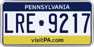 PA license plate LRE9217