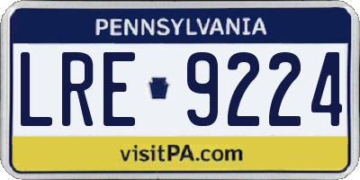 PA license plate LRE9224