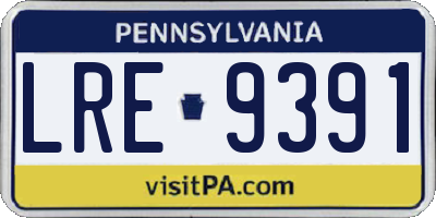 PA license plate LRE9391