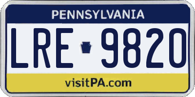 PA license plate LRE9820