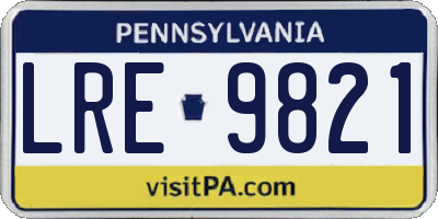 PA license plate LRE9821