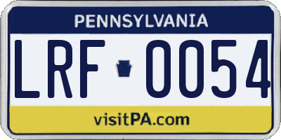 PA license plate LRF0054
