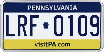 PA license plate LRF0109