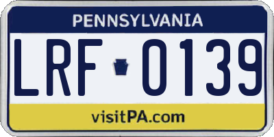 PA license plate LRF0139