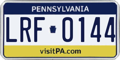 PA license plate LRF0144
