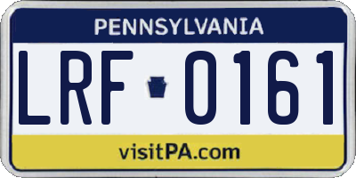 PA license plate LRF0161