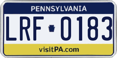 PA license plate LRF0183