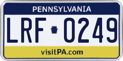 PA license plate LRF0249