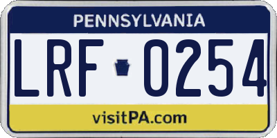 PA license plate LRF0254