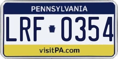 PA license plate LRF0354