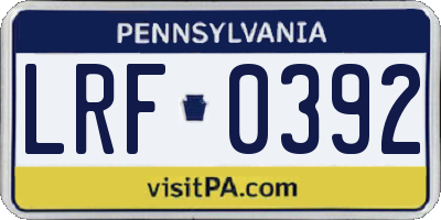 PA license plate LRF0392
