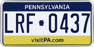 PA license plate LRF0437