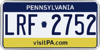 PA license plate LRF2752