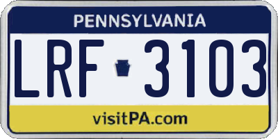 PA license plate LRF3103