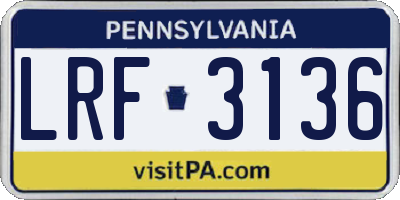 PA license plate LRF3136
