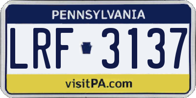 PA license plate LRF3137