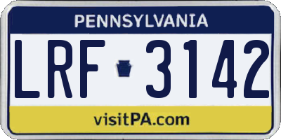 PA license plate LRF3142