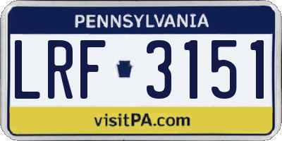 PA license plate LRF3151