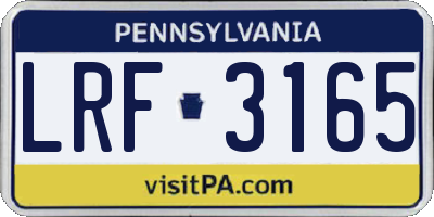 PA license plate LRF3165