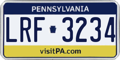 PA license plate LRF3234