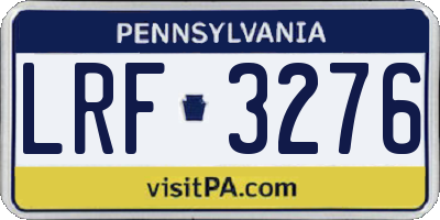 PA license plate LRF3276