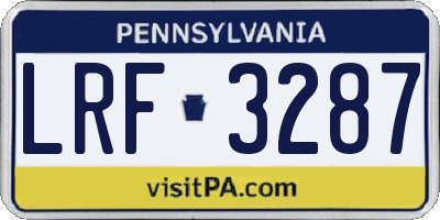 PA license plate LRF3287