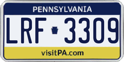 PA license plate LRF3309