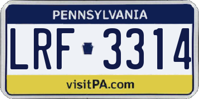 PA license plate LRF3314