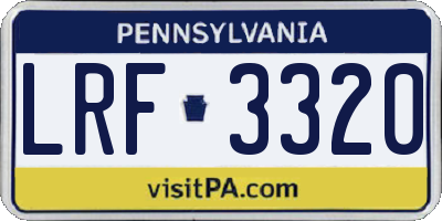 PA license plate LRF3320